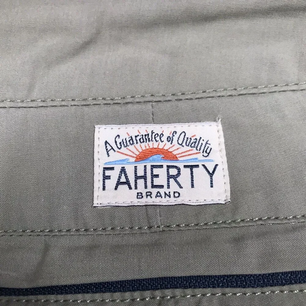 FAHERTY All Day Shorts Men 36 Olive Green Drawstring Golf Beach
